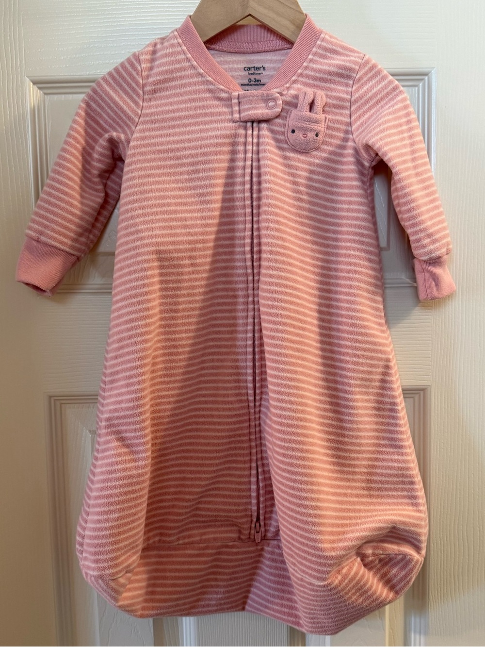Carter's Pink Striped Sleep Sack with Bunny Applique